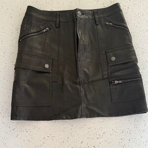 Fate Black Leather Mini Skirt with Pockets